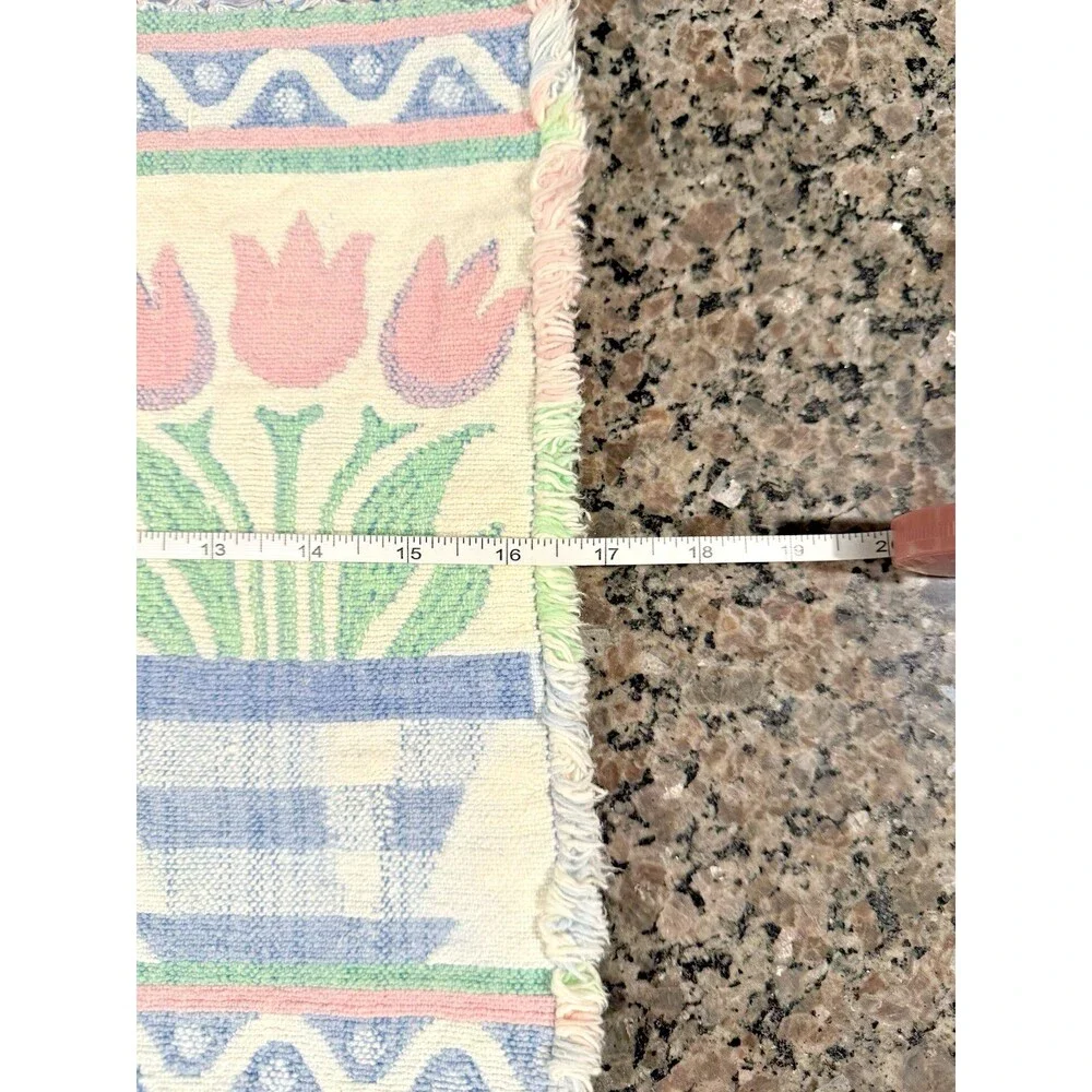 Vintage Woven Tapestry Placemats Set of 6 Floral Tulip Geometric Folk Art 1980s